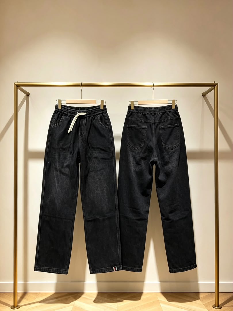 Black Drawstring Denim Jeans