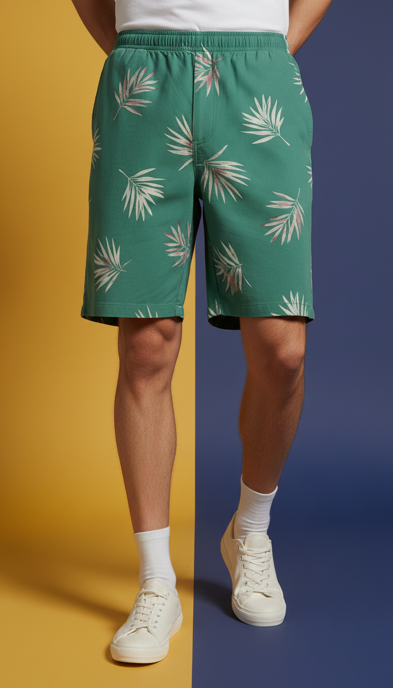 Palm Green Relaxed-Fit Urban Shorts